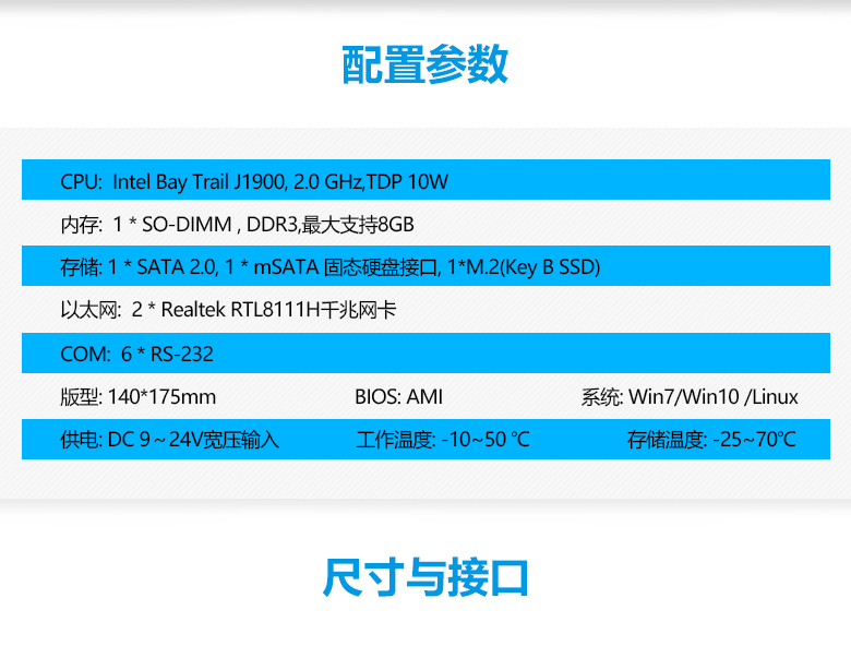 GM-B1900工控主板Bay Trail J1900 CPU(图2)